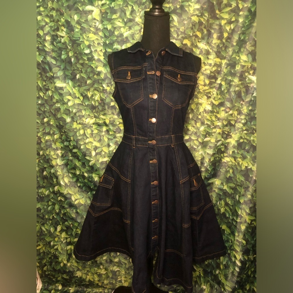 Denim Sleeveless Dress - Picture 4 of 16